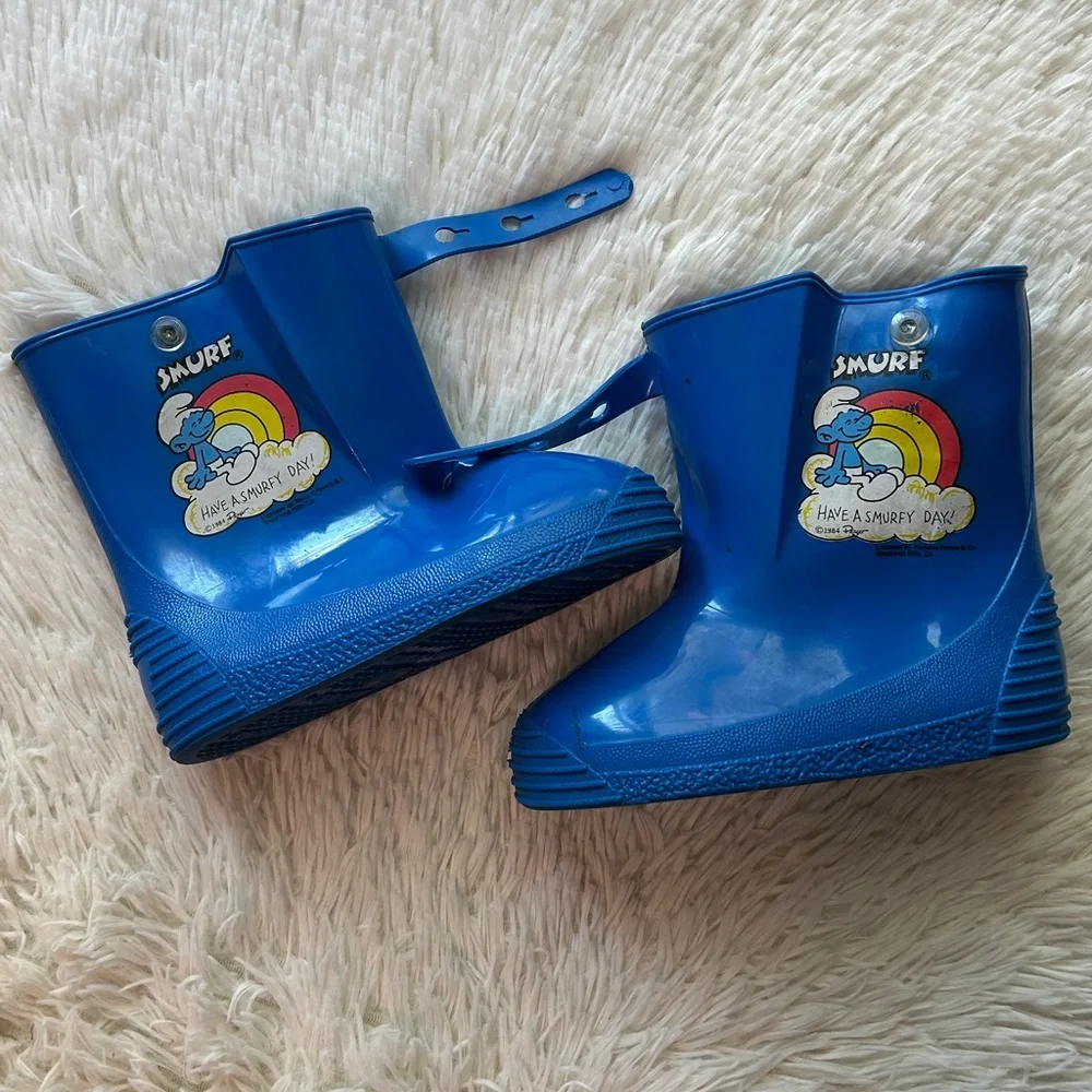 Kids Rain Smurf Boots Size 11 Blue-Vintage. Peyo Smurf Boots-Kids Rain boots